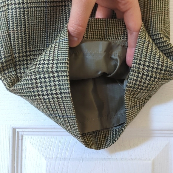 Talbots 90's Vintage 100% Wool Plaid High Rise Straight Leg Trousers Sage 10P - Picture 16 of 16